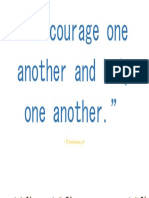 "Encourage One Another and Help One Another.": 1 Thessalonians 5:11b