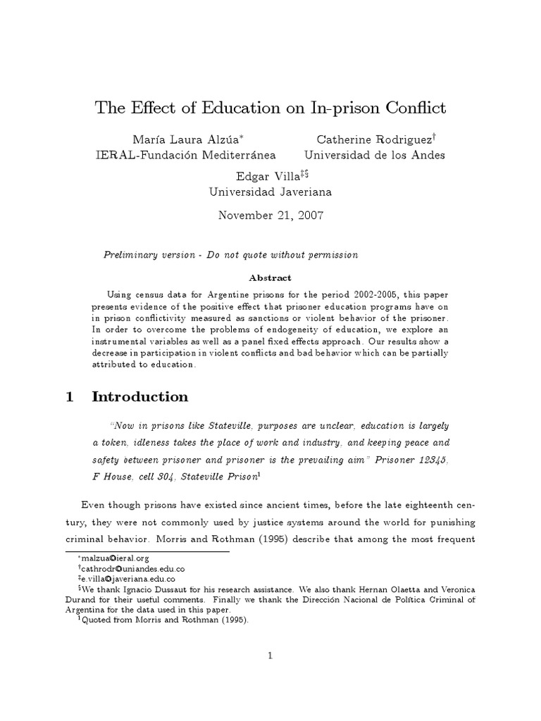 Impact of Education on Prison Violence | PDF | Prison | Punishments