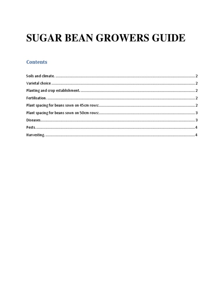 Sugar Beans Growers Guide PDF Fertilizer Beetle