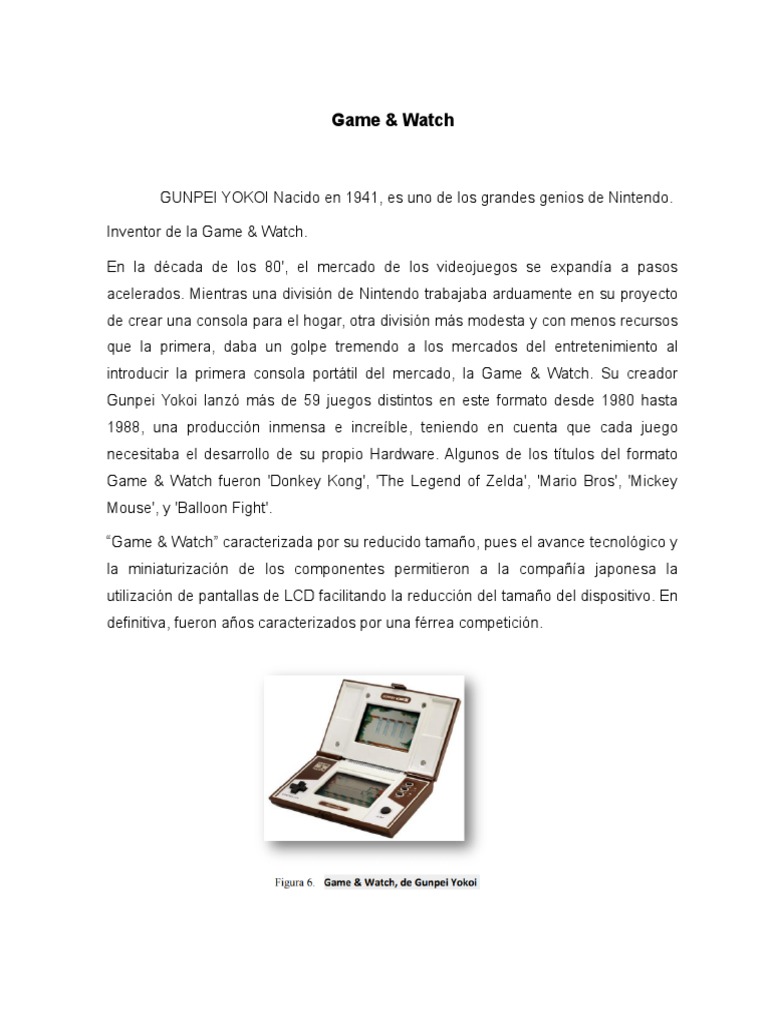 Historia de Game & Watch de Nintendo | PDF | Nintendo | Juegos de consolas