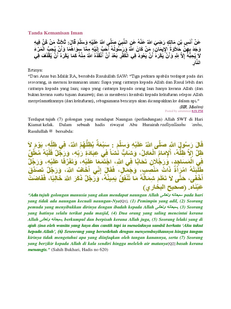 Tanda Kemanisan Iman Dan Naungan Allah Pdf