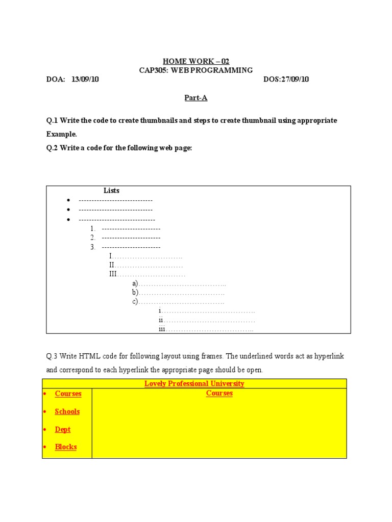 Web Programming Homework Tasks | PDF
