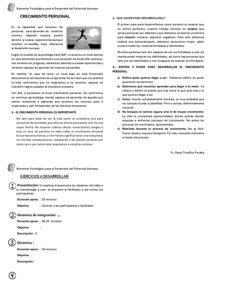 Ficha de Crecimiento Personal | PDF | Desarrollo personal | Aprendizaje