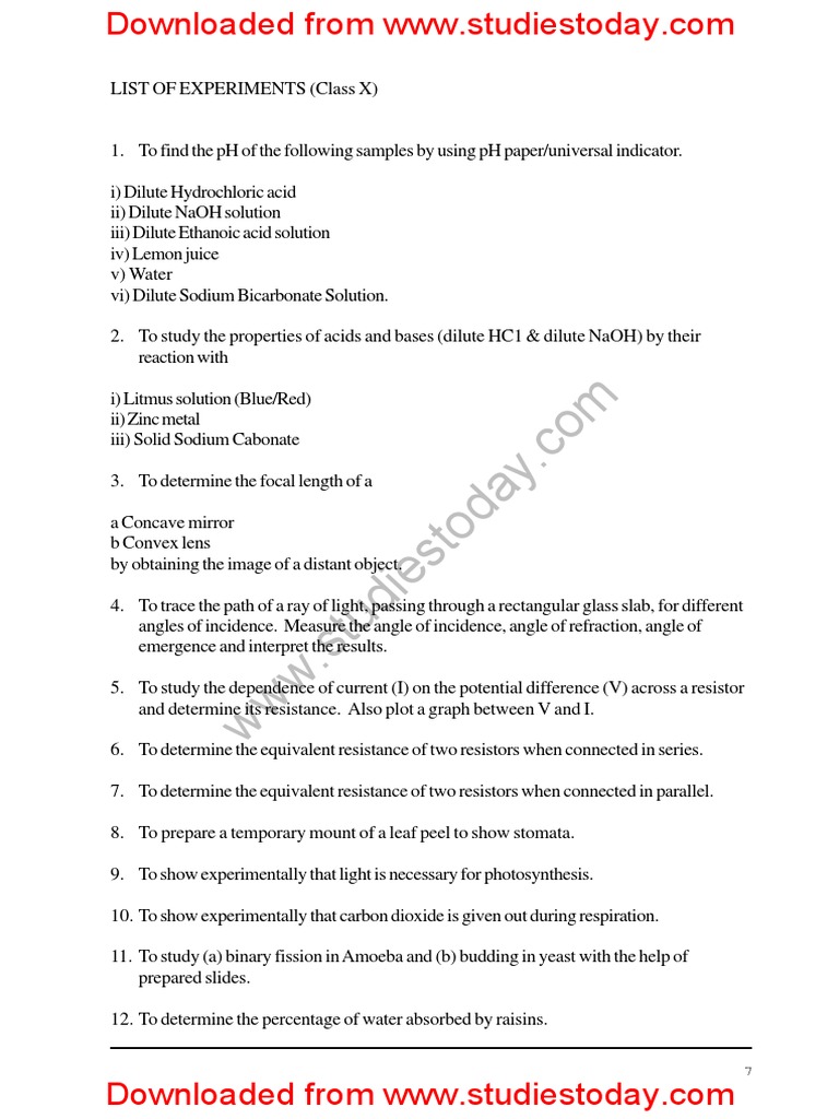 NCERT Class 10 Science Lab Manual Materials PDF Sodium Hydroxide