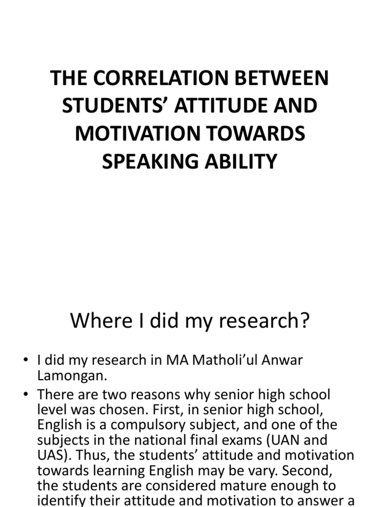 Attitude and Motivation in Speaking Skills | PDF | Correlation And ...