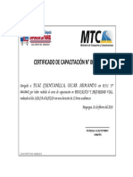 Certificado de Capacitación #000017: Diaz Quintanilla, Oscar Armando Con D.N.I. N°