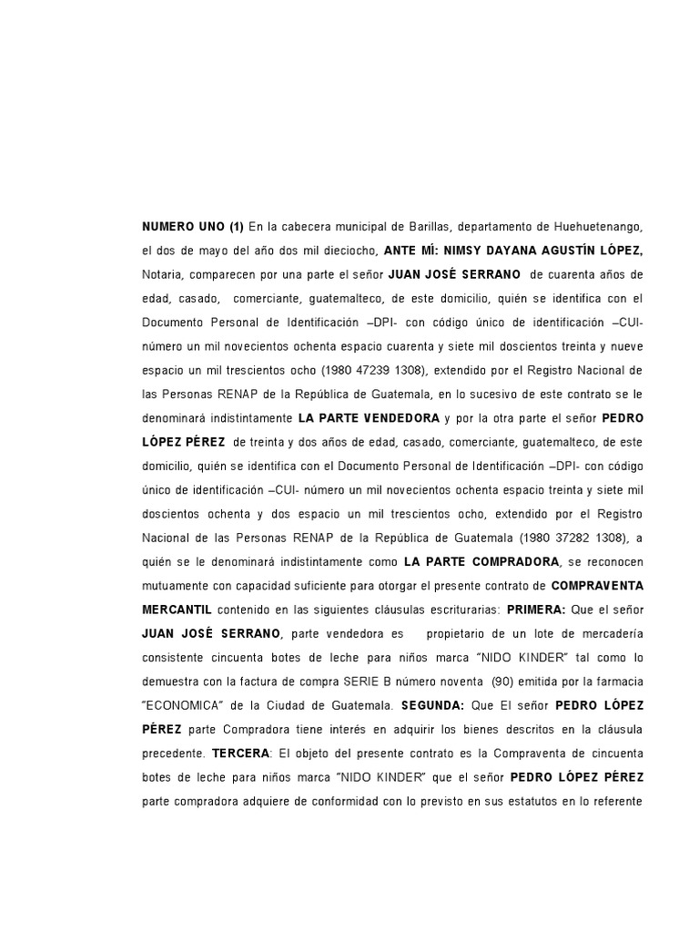 Contrato de Compraventa Mercantil | PDF | Guatemala | Gobierno