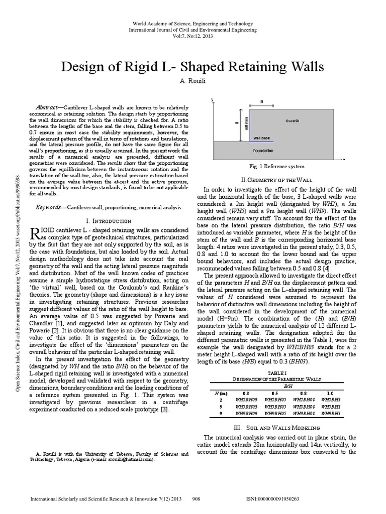 L-Shaped Retaining Wall Design Analysis | PDF | Geotechnical ...