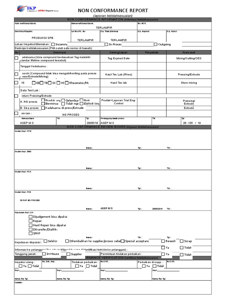 Laporan Ketidaksesuaian Produk | PDF