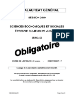 Bac 2019 SES Obligatoire