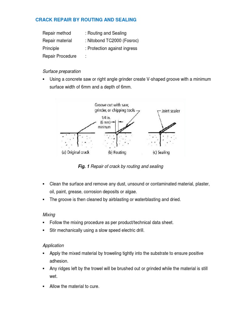 Routing and Sealing Concrete Cracks | PDF