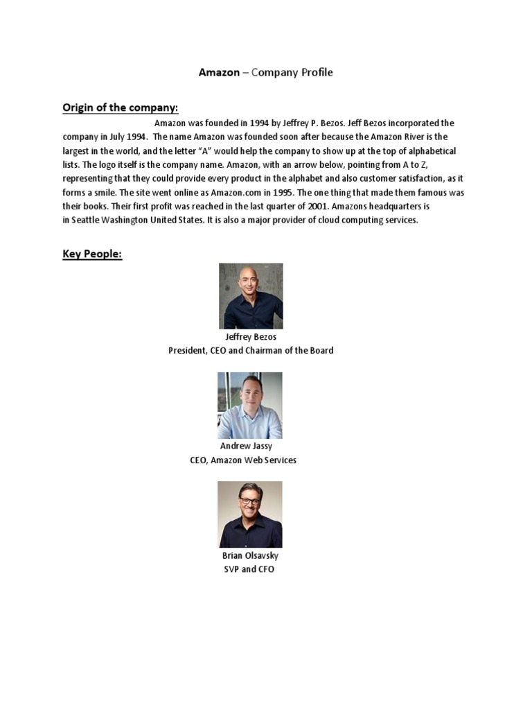 Amazon Company Profile PDF Economies Computing