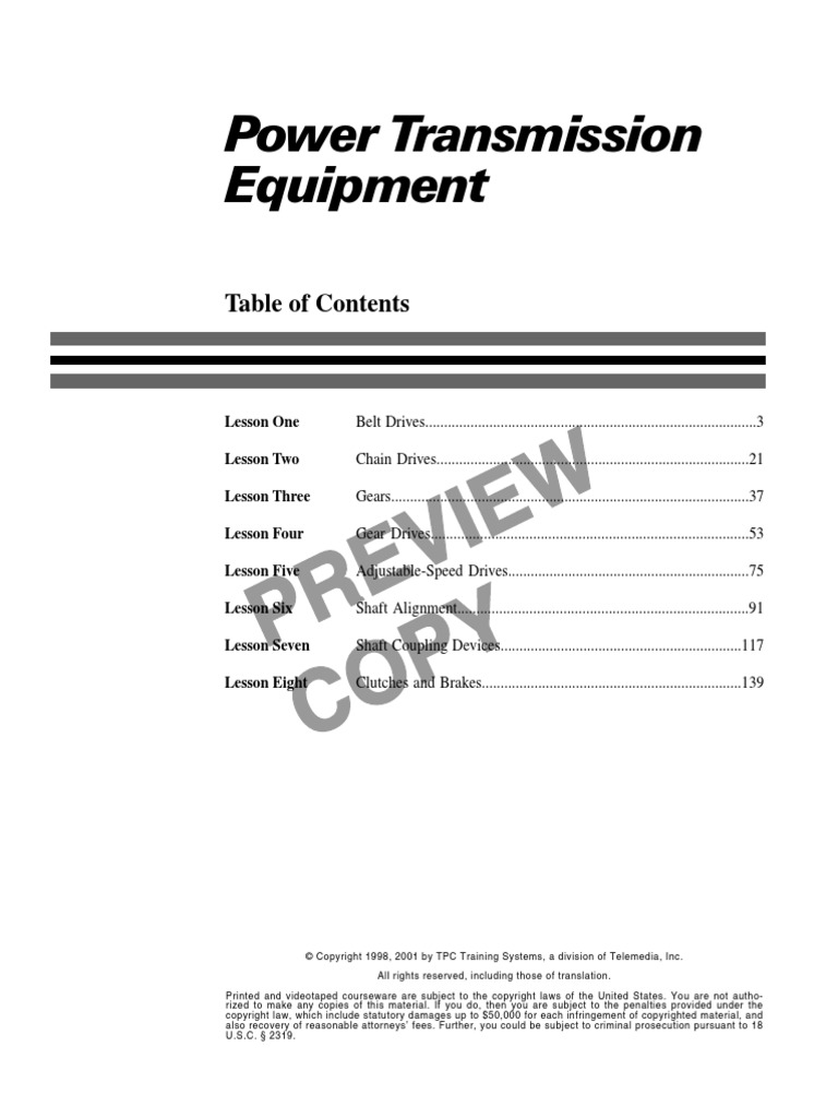 303 1 Power Transmission Equipment Course Preview PDF Belt