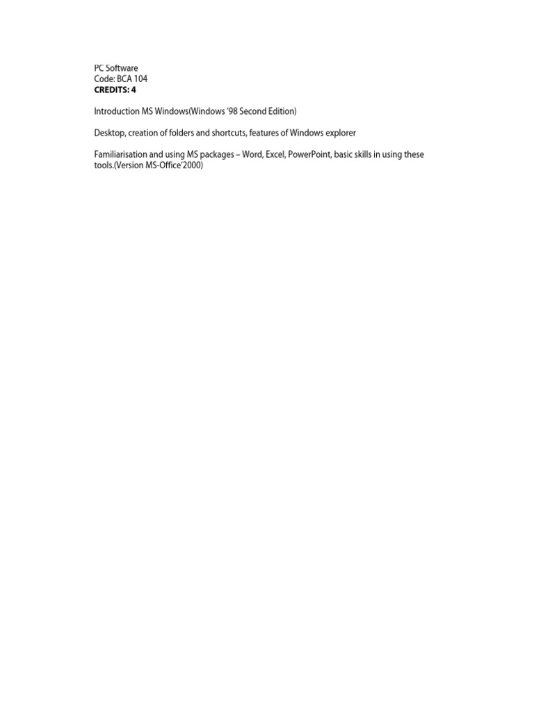 PC Software Basics: MS Windows & Office | PDF