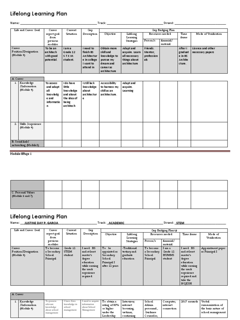 Module 8 Lifelong Learning Plan Pdf Mentorship Lifelong Learning