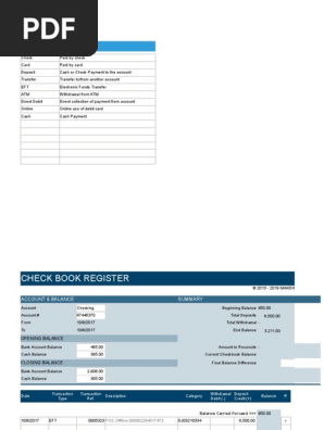 Checkbook Register