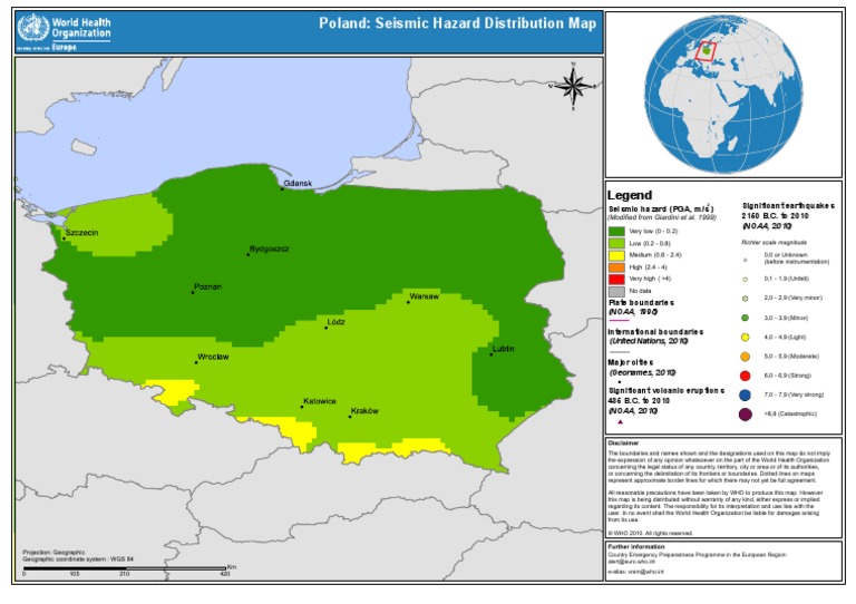 Poland Seismic Zones Earthquakes Map
