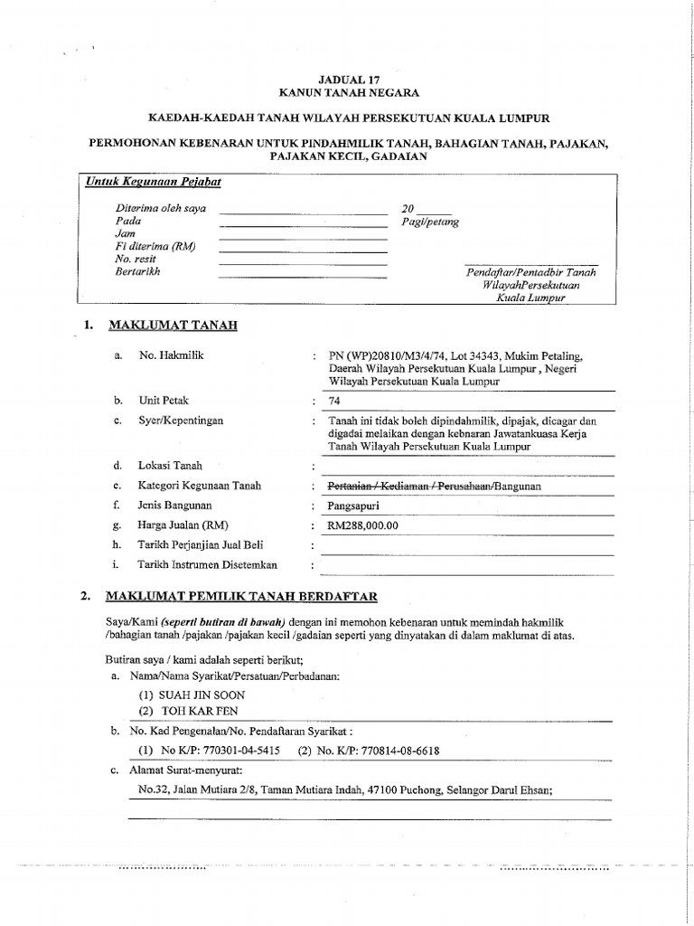 Sample Jadual 17 PDF  PDF