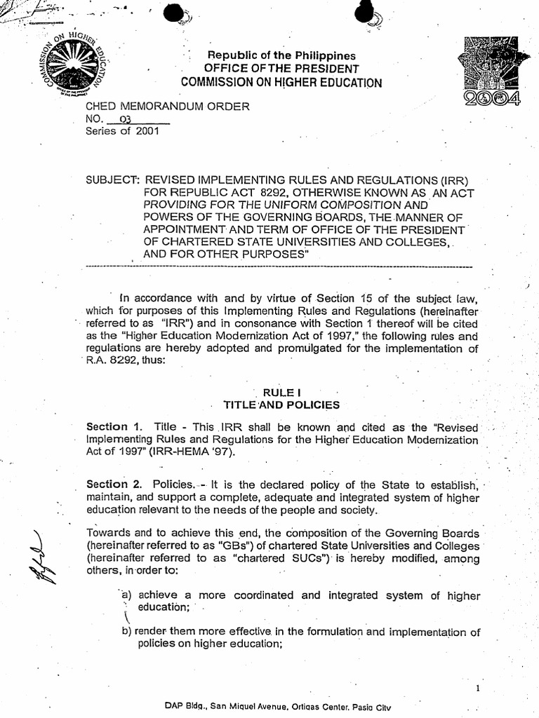 IRR of RA 8292 - 1 PDF | PDF