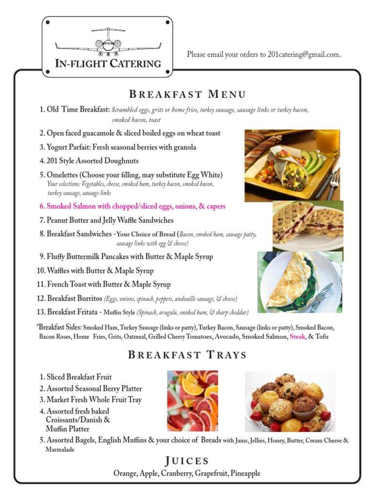 In-Flight Breakfast Catering Menu | PDF | Salad | Food And Drink