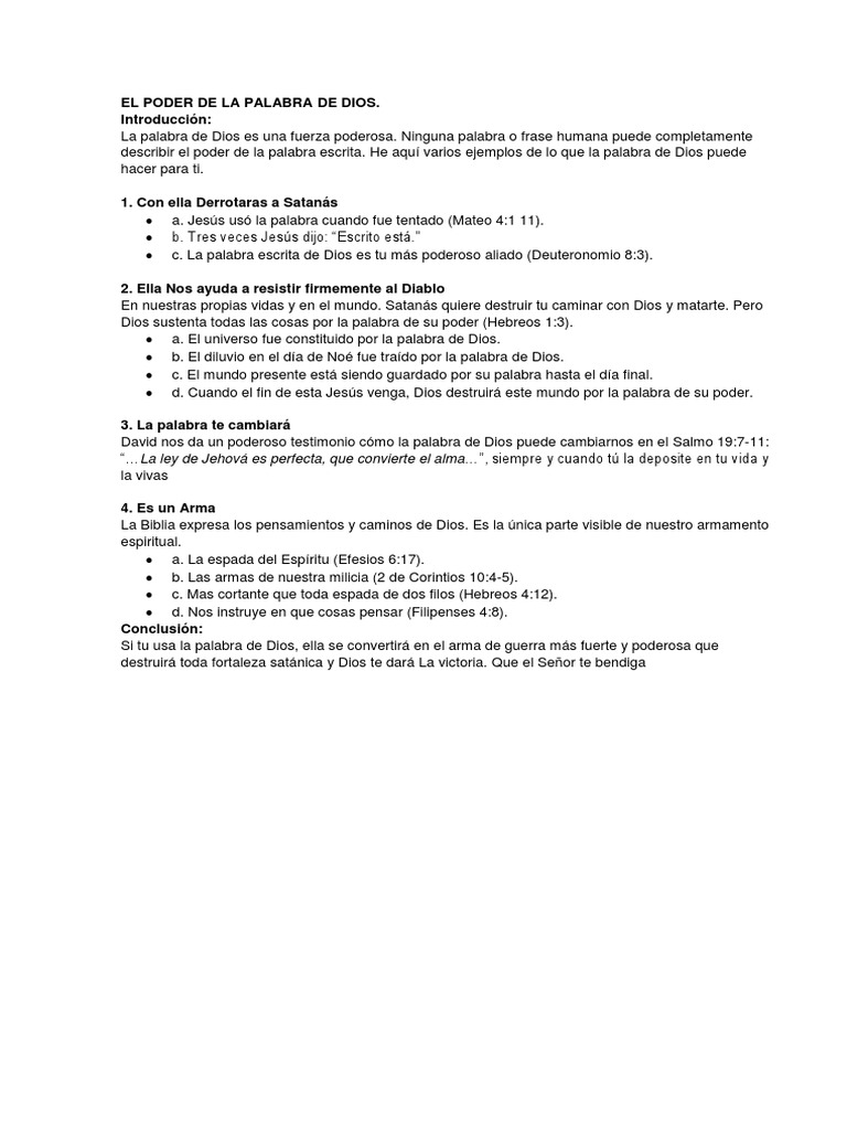 El Poder de La Palabra de Dios | PDF