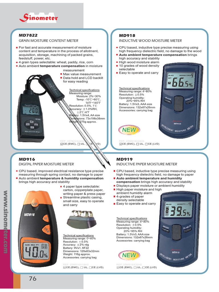 Moisture Meters Overview and Specs | PDF | Paper | Accuracy And Precision