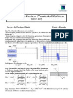 Concours Blanc ENSA Juillet 2015 Physique Chimie