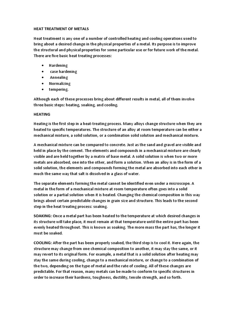 Heat Treatment of Metals | PDF | Heat Treating | Annealing (Metallurgy)