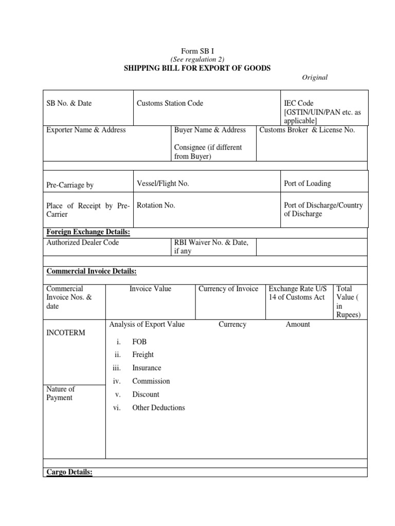 Draft-Shipping-Bill-And-Bill-Export-Regulations-2017-Sb1 New PDF | PDF ...