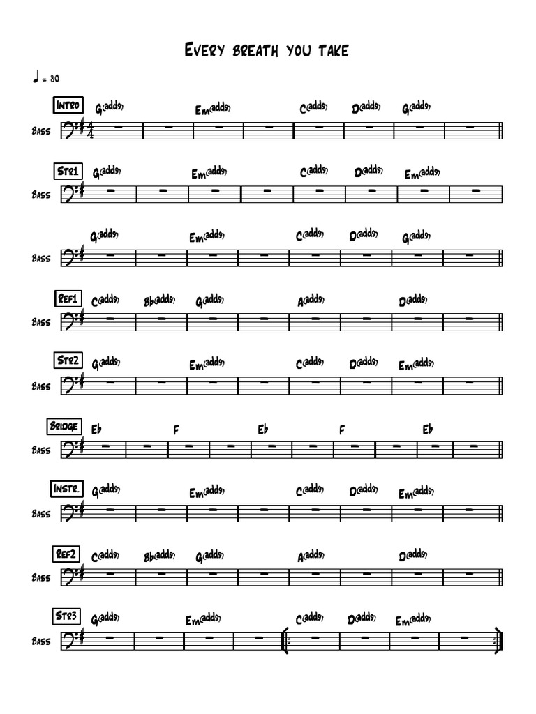 Every Breath You Take Bass Pdf