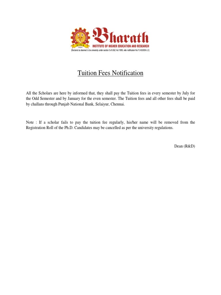 Tuition Fees Notification | PDF