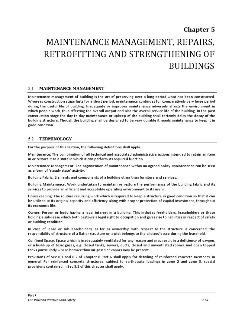 Bangladesh National Building Code (BNBC) 2012 Chapter-5 Maintenance ...