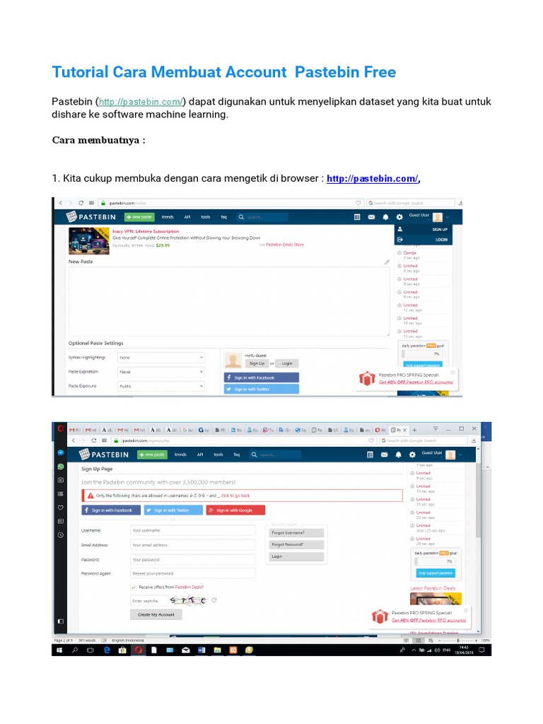 Tutorial Cara Membuat Account Pastebin F PDF