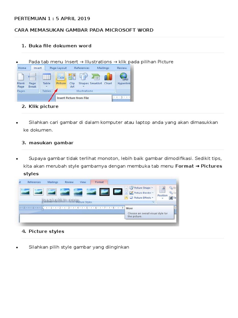 Cara Memasukan Gambar Pada Microsoft Word | PDF