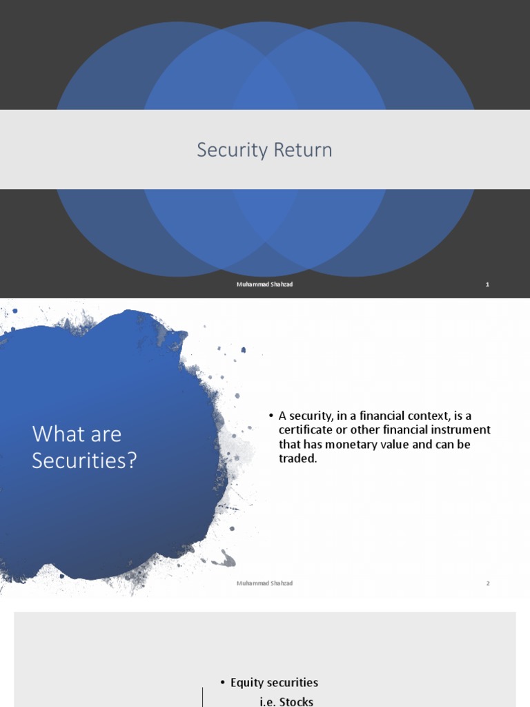Security Return: Muhammad Shahzad 1 | PDF | Financial Risk