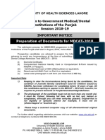 Preparation of Documents For MDCAT-2018