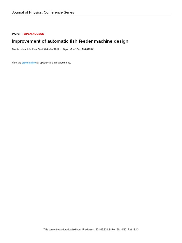 Improvement of Automatic Fish Feeder Machine Desig | PDF | Electric ...