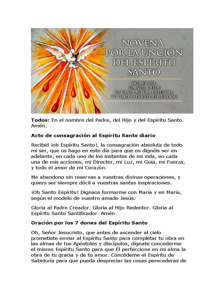 Novena Al Espiritu Santo | PDF | espíritu Santo | Oración