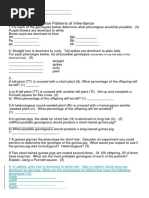 Worksheet: Mendelian Patterns of Inheritance: (Remember To Use The Letter of The Dominant Trait)