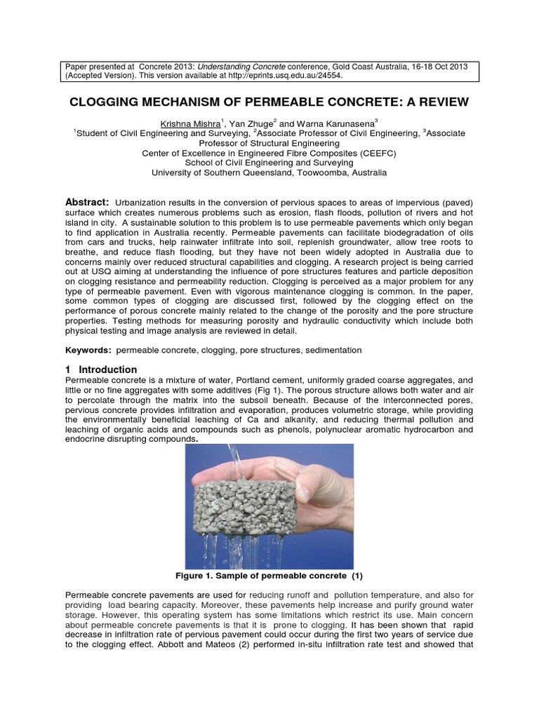 Clogging Mechanisms in Permeable Concrete | PDF | Porosity ...