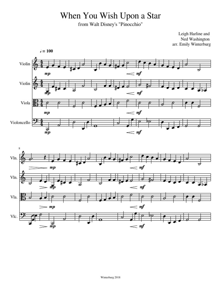 When You Wish Upon A Star String Quartet Pdf Classical Music Groups Classical Music