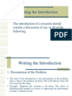 Writing The Introduction: The Introduction of A Research Should Contain A Discussion of Any or All of The Following