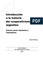 Introduccion a La Historia Del Cooperativismo Argentino Primera Parte