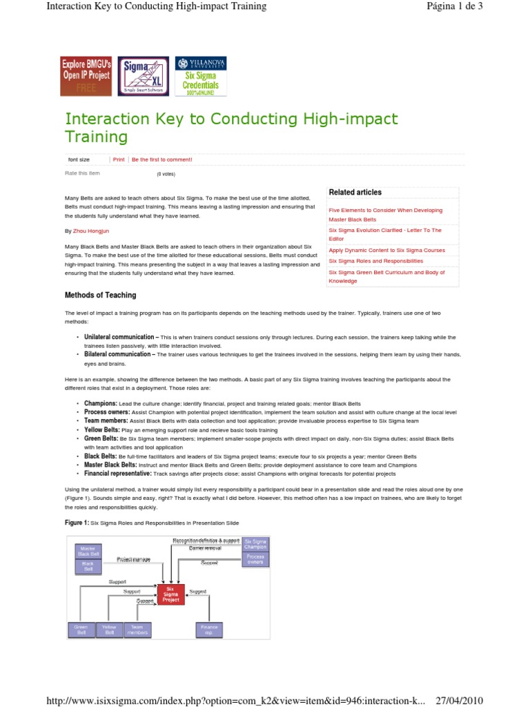 High-Impact Six Sigma Training Methods | PDF | Six Sigma | Mentorship