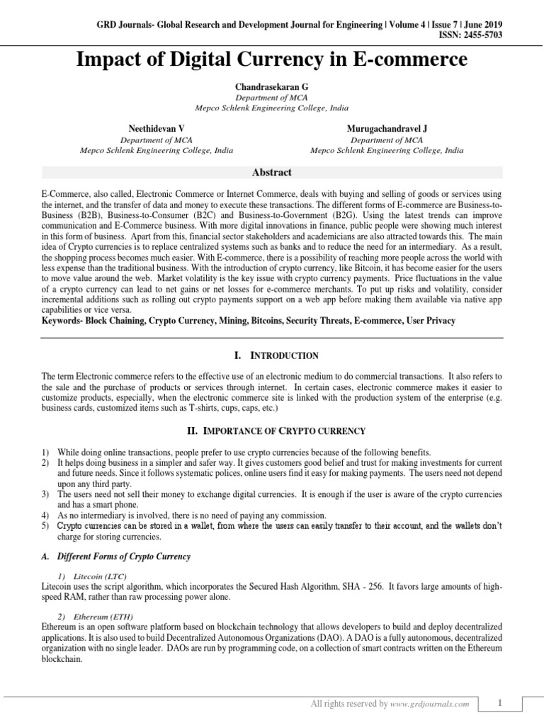 Impact of Digital Currency in E-Commerce | PDF | E Commerce | Bitcoin