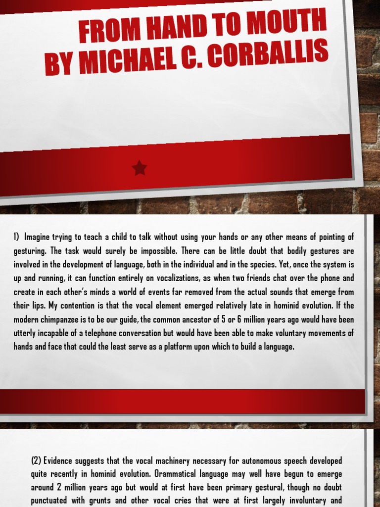 From Hand To Mouth PDF Gesture Sign Language