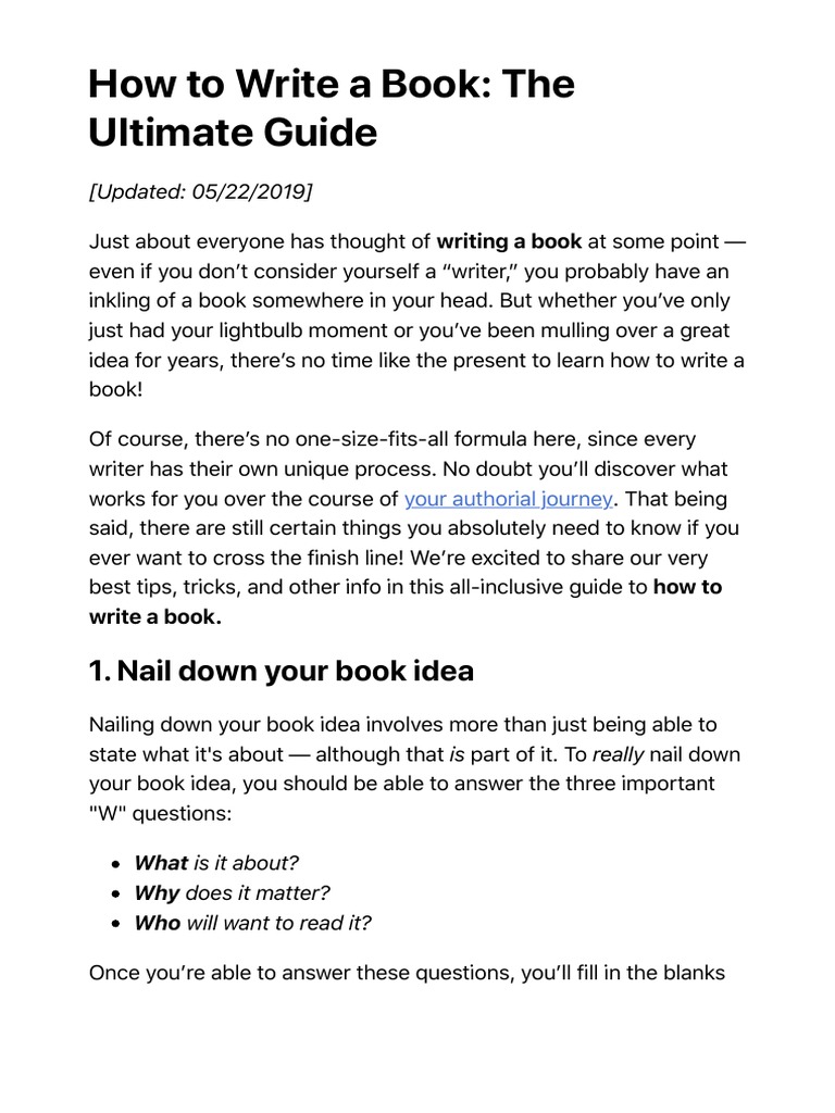 How To Write A Book in 10 Steps (The Ultimate Guide) | PDF | Books ...