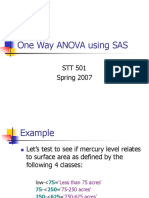 One Way ANOVA Using SAS: STT 501 Spring 2007