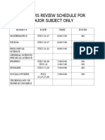 Teacher Review Schedule for Major Subjects