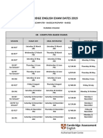 Cambridge English Exam Dates 2019: CB - Computer-Based Exams